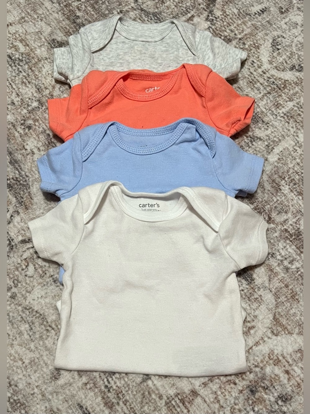Carter's Short-Sleeve Bodysuit Set - White, Light Blue, Coral, Heather Gray